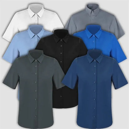 Full Color Women's Short Sleeve Woven Twill Shirt