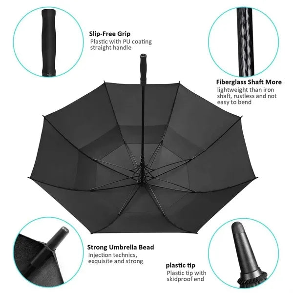 Extra large double canopy auto travel rain golf umbrella