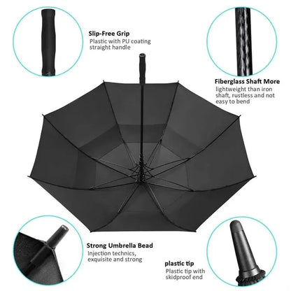 Extra large double canopy auto travel rain golf umbrella