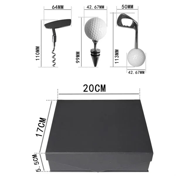 Golf-Themed Bottle Opener & Wine Stopper Gift Set