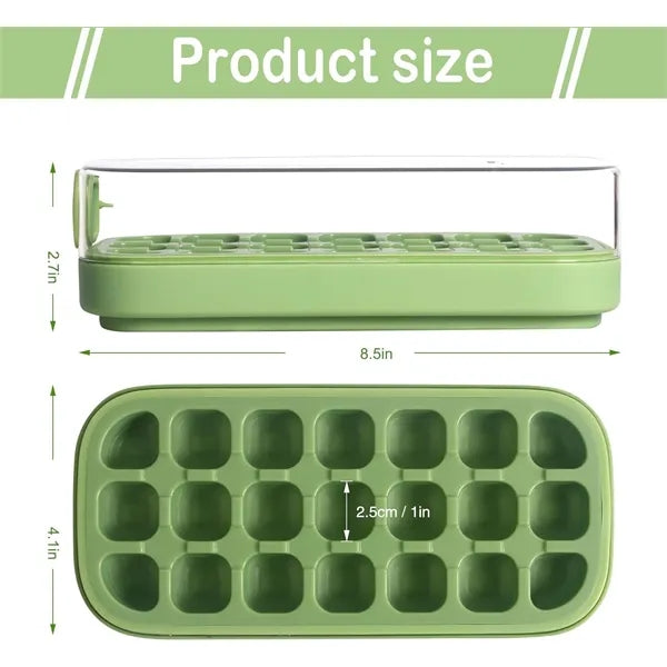 21 Pcs Press-Type Silicone Ice Cube Trays Scoop Container