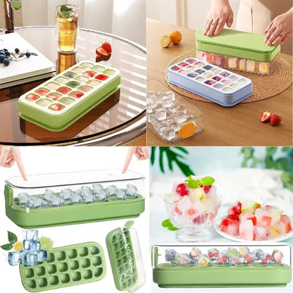21 Pcs Press-Type Silicone Ice Cube Trays Scoop Container
