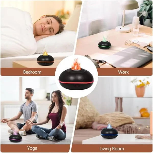 Frisbee Led Essential Oil Aroma Diffuser Flame Humidifier