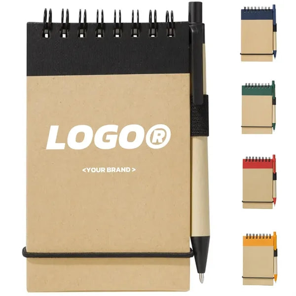 Recycled Spiral Notebook With Pen And Elastic Closure