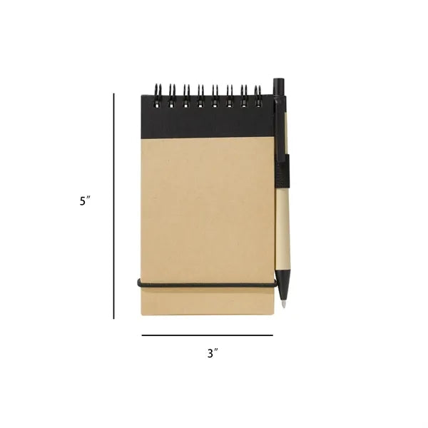 Recycled Spiral Notebook With Pen And Elastic Closure