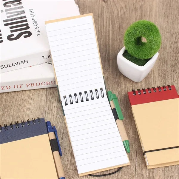Recycled Spiral Notebook With Pen And Elastic Closure
