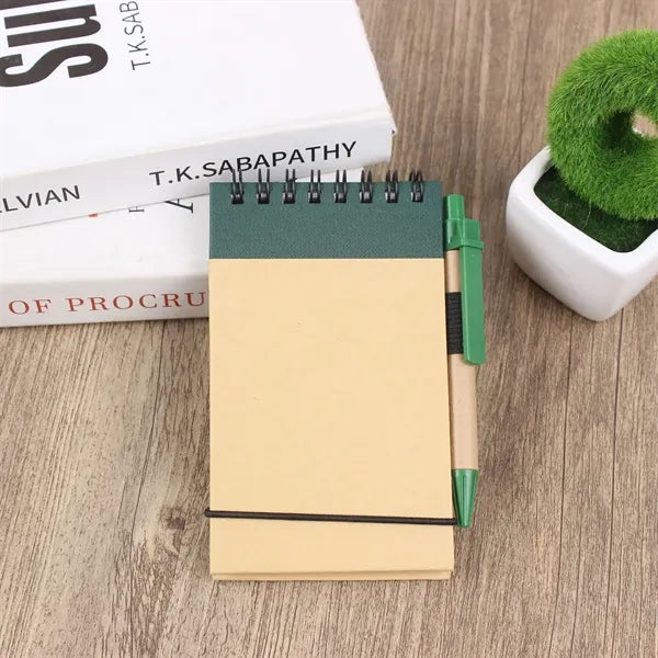 Recycled Spiral Notebook With Pen And Elastic Closure