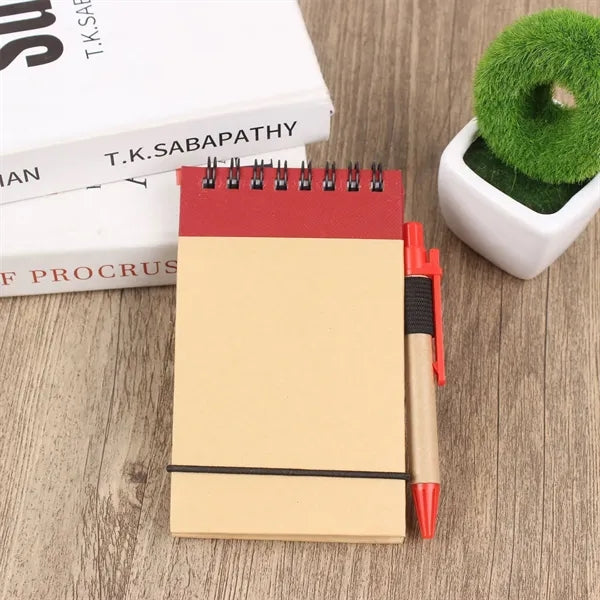 Recycled Spiral Notebook With Pen And Elastic Closure