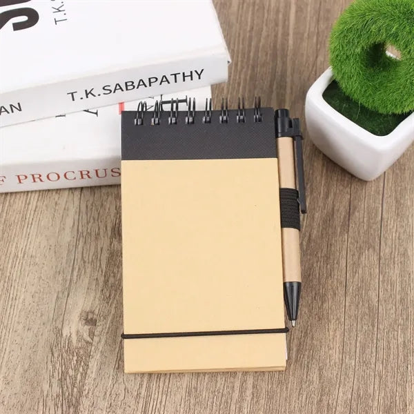 Recycled Spiral Notebook With Pen And Elastic Closure