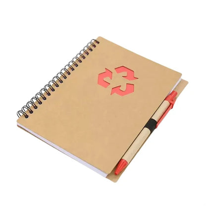 Recycled Kraft Paper Notebook With Pen And Spiral Binding