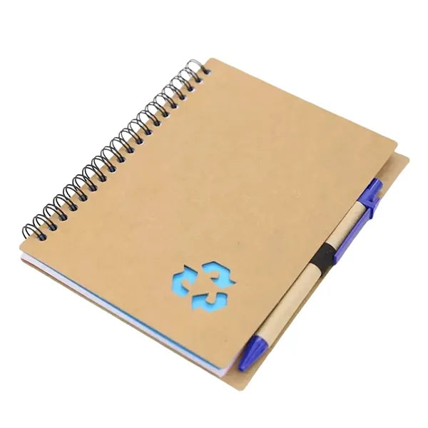 Recycled Kraft Paper Notebook With Pen And Spiral Binding