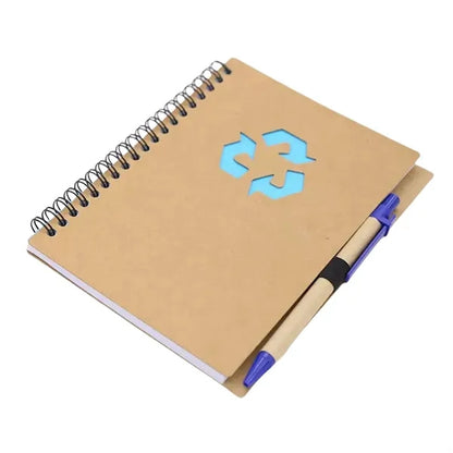 Recycled Kraft Paper Notebook With Pen And Spiral Binding