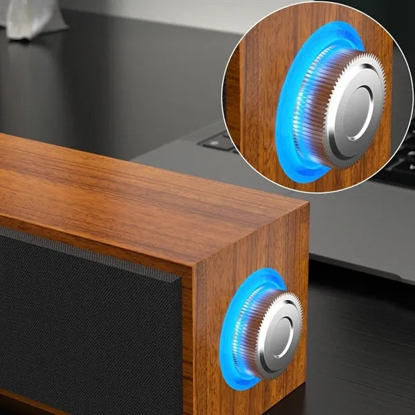 Wired Bluetooth Speaker With USB And 3.5mm Aux Input Wood