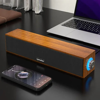 Wired Bluetooth Speaker With USB And 3.5mm Aux Input Wood