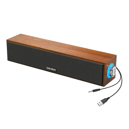 Wired Bluetooth Speaker With USB And 3.5mm Aux Input Wood