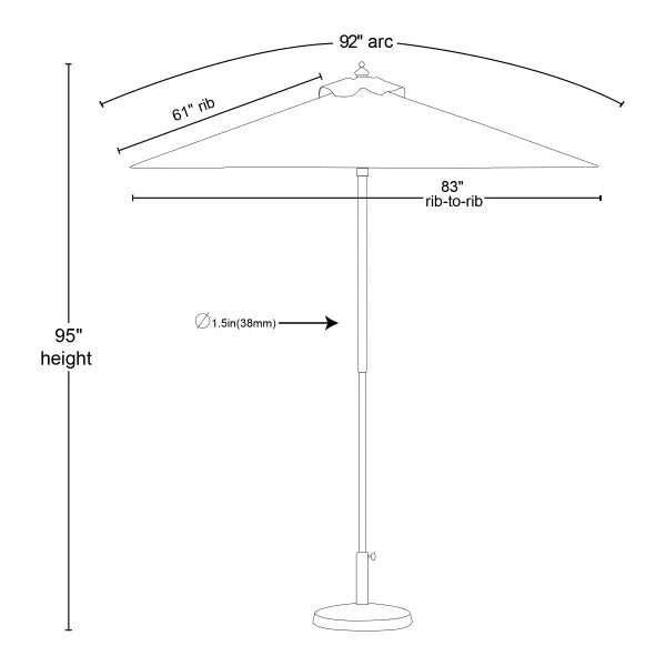 7' Square Commercial Aluminum Market Umbrella (Full Color)