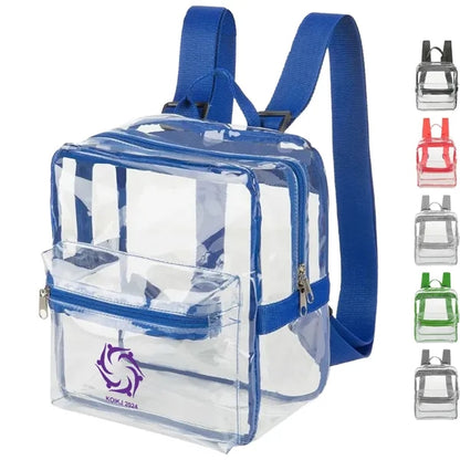 Mini Clear PVC Transparent Backpack, Front Accessory Pocket
