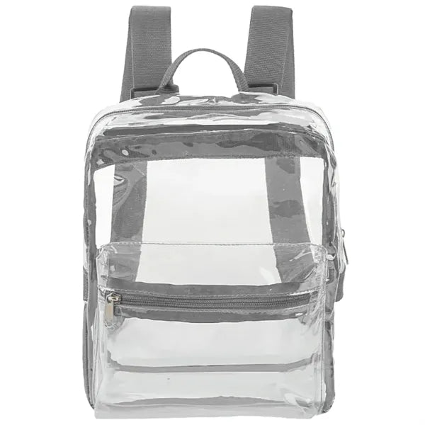 Mini Clear PVC Transparent Backpack, Front Accessory Pocket