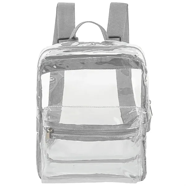 Mini Clear PVC Transparent Backpack, Front Accessory Pocket