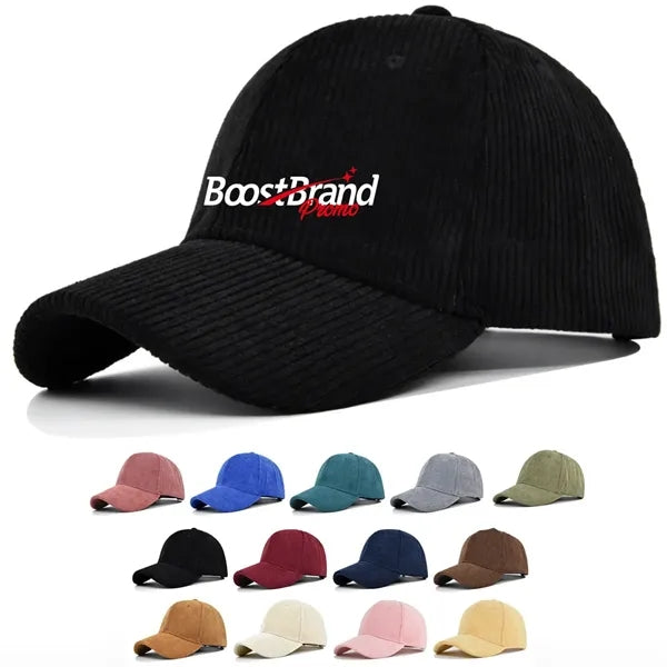 Corduroy Baseball Cap Vintage Adjustable Dad Hat