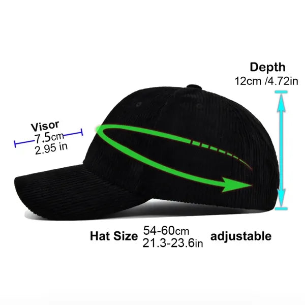 Corduroy Baseball Cap Vintage Adjustable Dad Hat