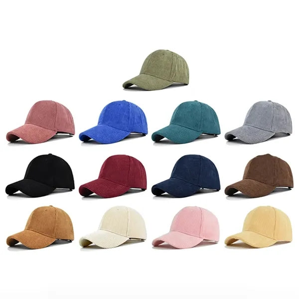 Corduroy Baseball Cap Vintage Adjustable Dad Hat
