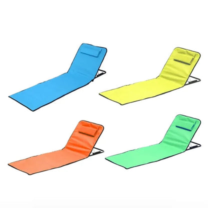 Foldable Lounge Beach Mat with Backrest and Pillow
