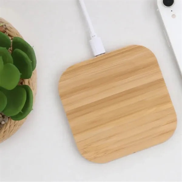 Eco Friendly Bamboo Wireless Charger with Dual USB Ports