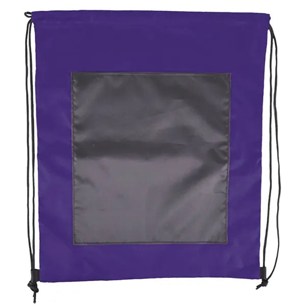 Large Front Pocket Dual Color Drawstring Backpack