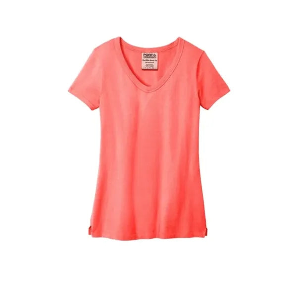 Port & Company Women's Beach Wash Garment-Dyed V-Neck Tee