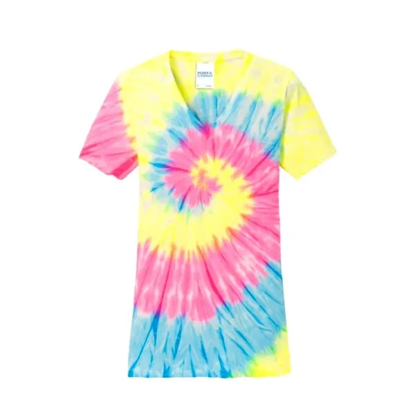 Port & Company Women's Tie-Dye V-Neck Tee.