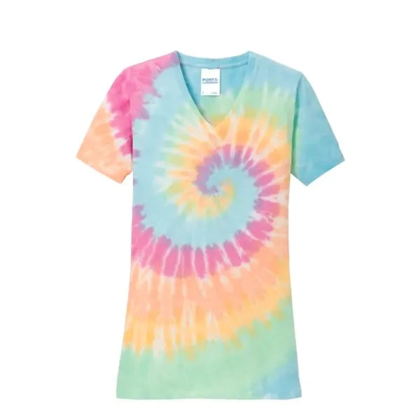 Port & Company Women's Tie-Dye V-Neck Tee.