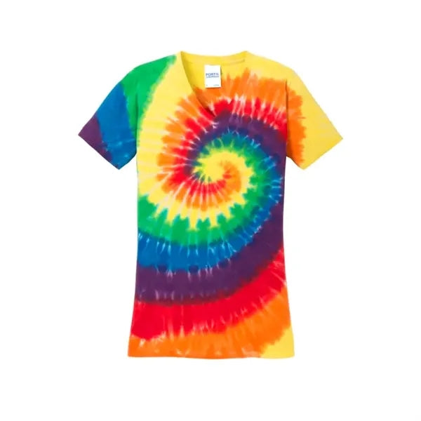 Port & Company Women's Tie-Dye V-Neck Tee.