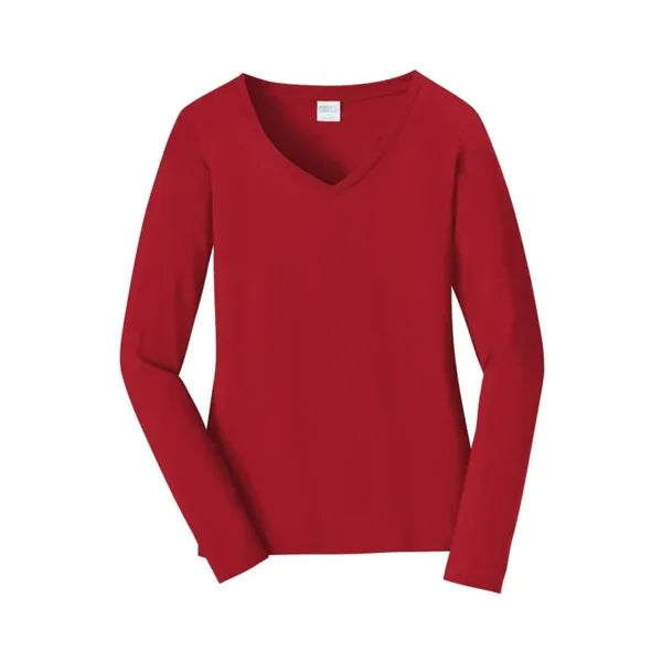 Port & Company Women's Long Sleeve Fan Favorite V-Neck Tee.