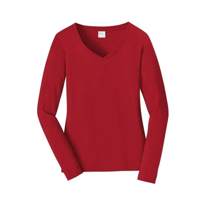 Port & Company Women's Long Sleeve Fan Favorite V-Neck Tee.