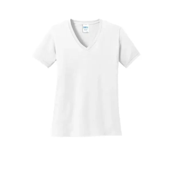 Port & Company Women's Core Cotton V-Neck Tee.
