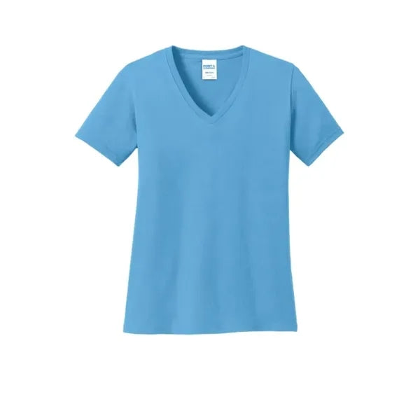 Port & Company Women's Core Cotton V-Neck Tee.