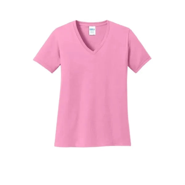 Port & Company Women's Core Cotton V-Neck Tee.