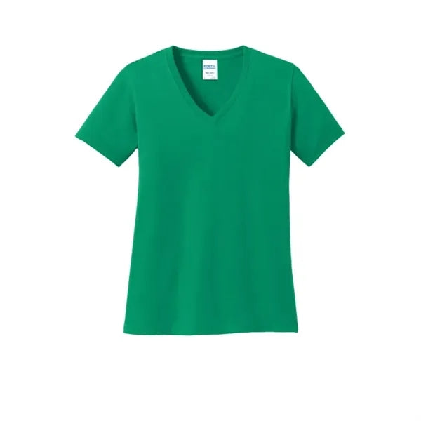 Port & Company Women's Core Cotton V-Neck Tee.