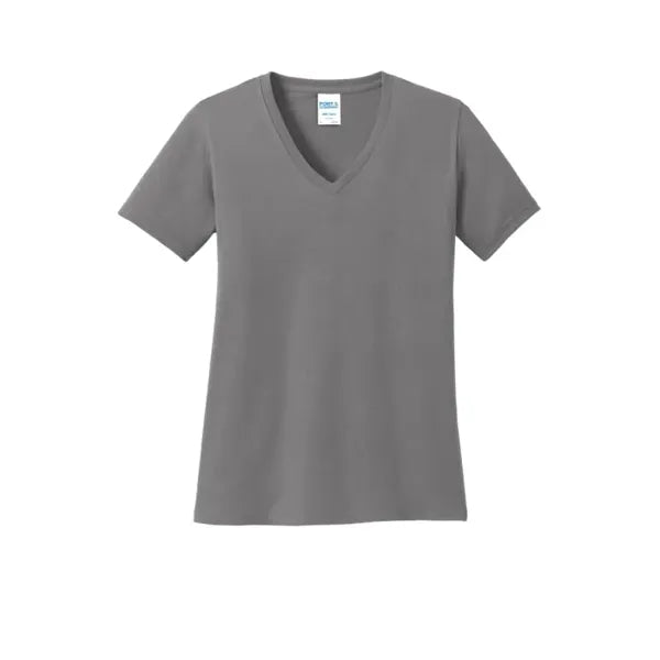 Port & Company Women's Core Cotton V-Neck Tee.