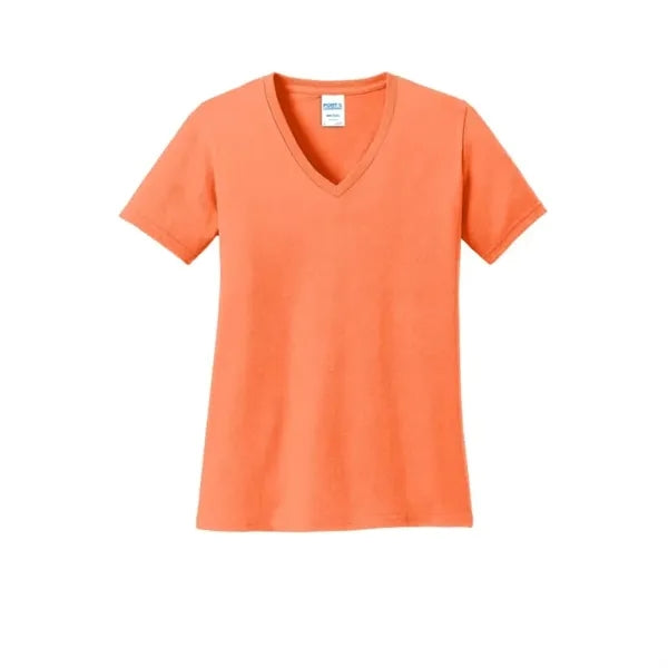 Port & Company Women's Core Cotton V-Neck Tee.
