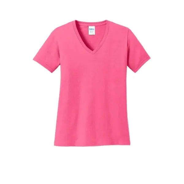 Port & Company Women's Core Cotton V-Neck Tee.