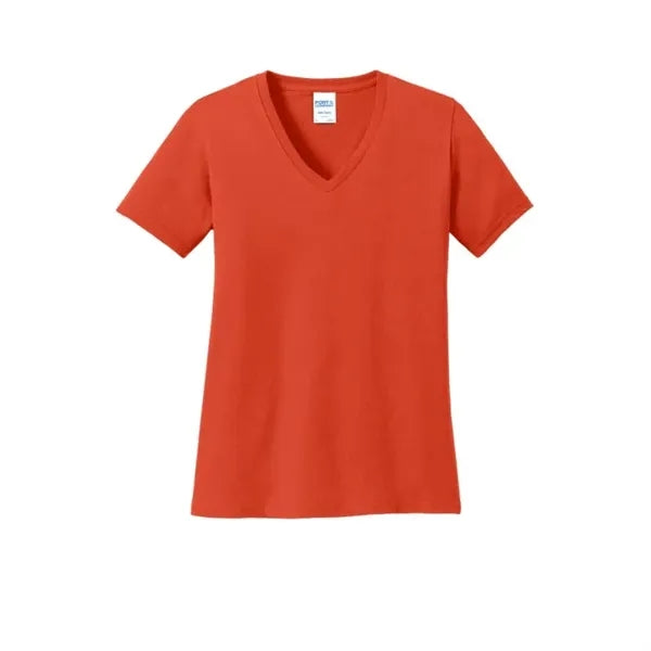Port & Company Women's Core Cotton V-Neck Tee.