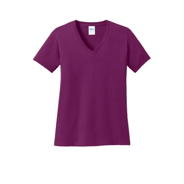 Port & Company Women's Core Cotton V-Neck Tee.