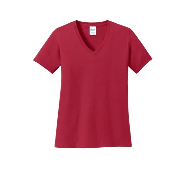 Port & Company Women's Core Cotton V-Neck Tee.