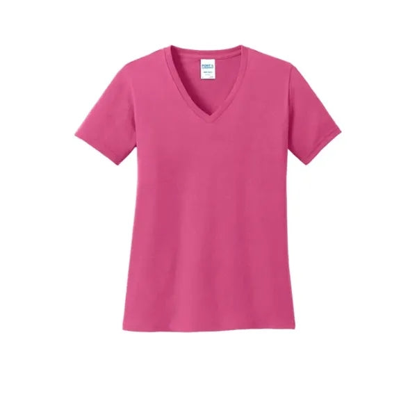 Port & Company Women's Core Cotton V-Neck Tee.