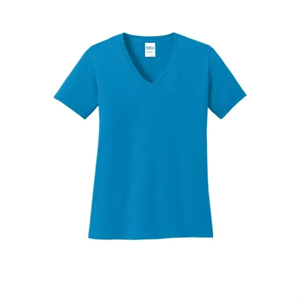 Port & Company Women's Core Cotton V-Neck Tee.