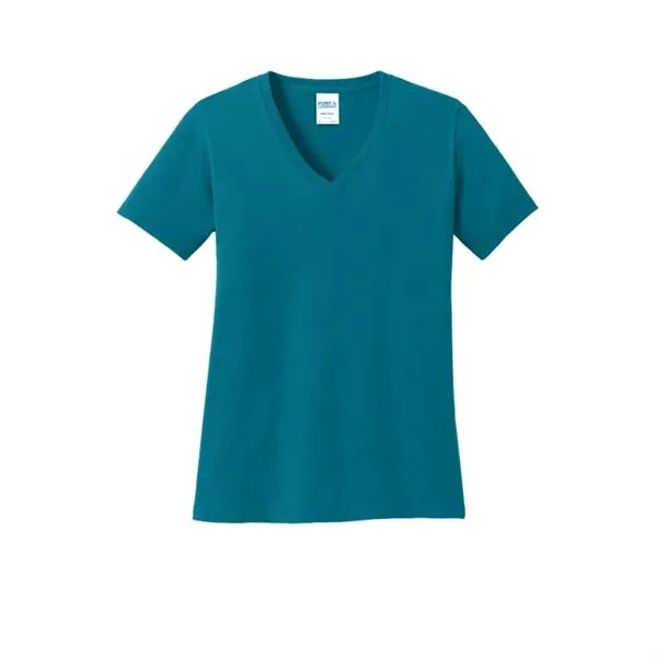 Port & Company Women's Core Cotton V-Neck Tee.