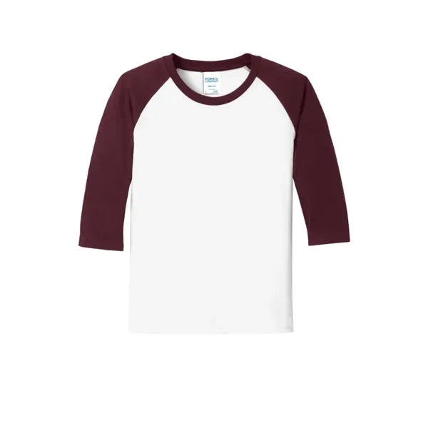 Port & Company Youth Core Blend 3/4-Sleeve Raglan Tee.