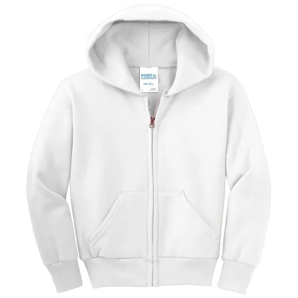 Port & Company - Youth Core Fleece Full-Zip Hooded Sweats...